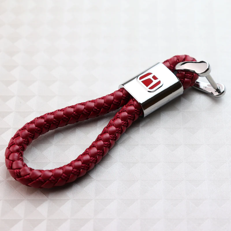 Honda Red BV Style Calf Leather Keychain (Red H) - Image 2