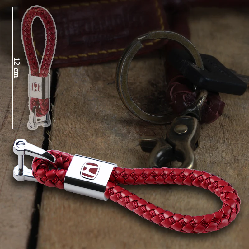 Honda Red BV Style Calf Leather Keychain (Red H) - Image 4