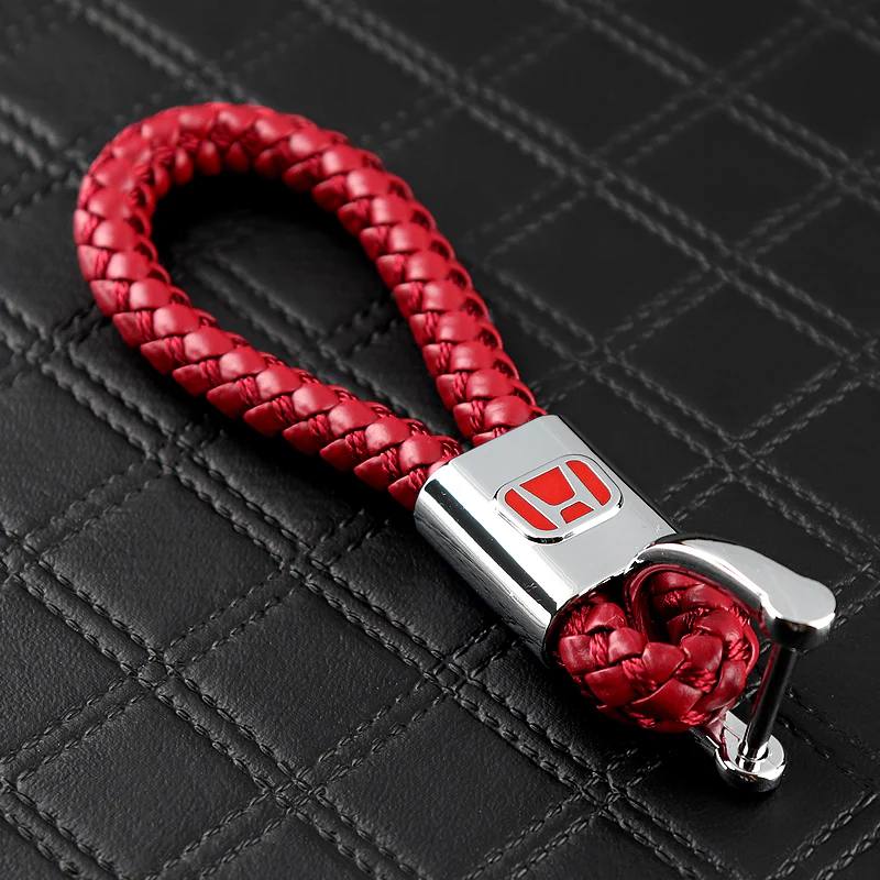 Honda Red BV Style Calf Leather Keychain (Red H) - Image 5