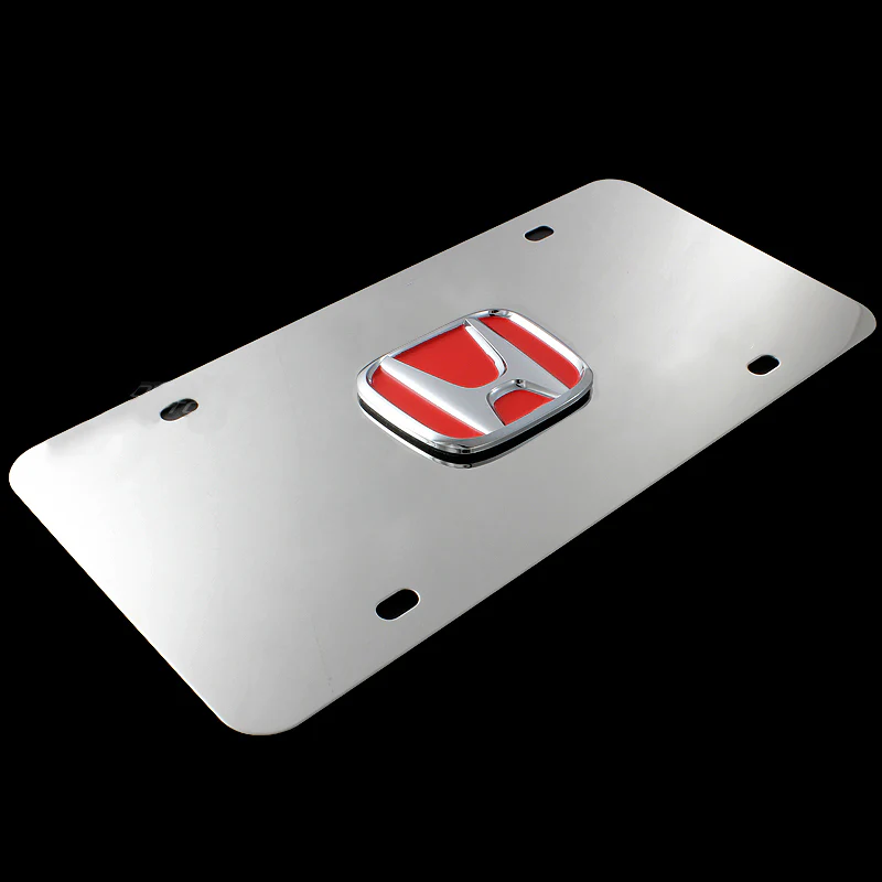 For HONDA Front 3D Mirror Stainless Steel License Plate Frame with Chrome Caps - Image 3