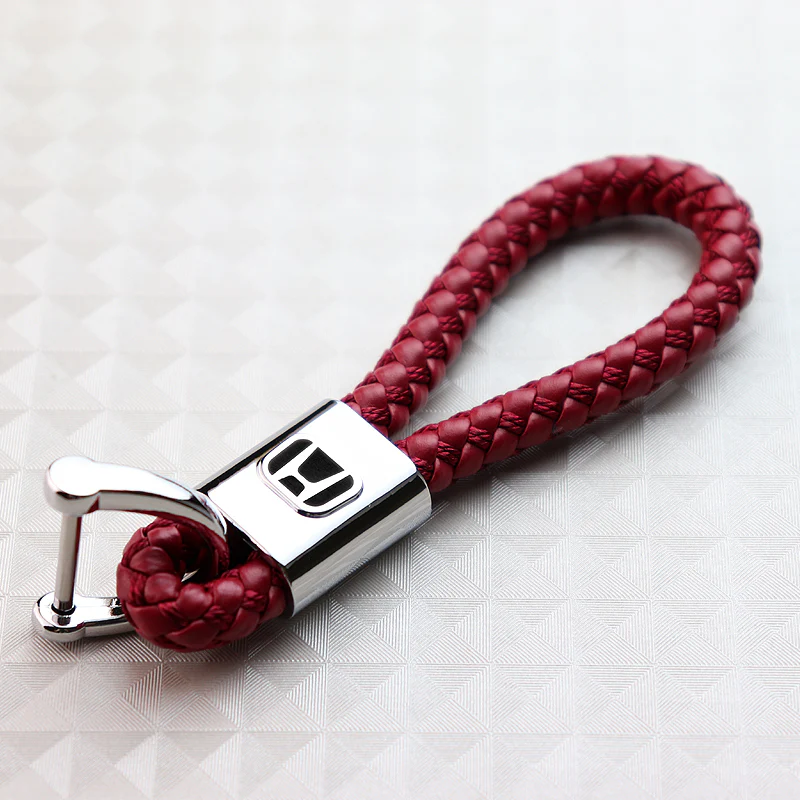 For HONDA Racing Car Center Console Armrest Cushion Mat Pad Cover & Red Leather Keychain Set - Image 7