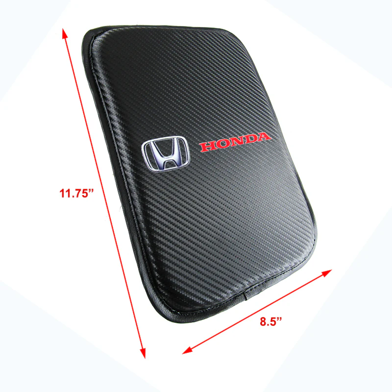 For HONDA Racing Car Center Console Armrest Cushion Mat Pad Cover with Leather Keychain Set - Image 5