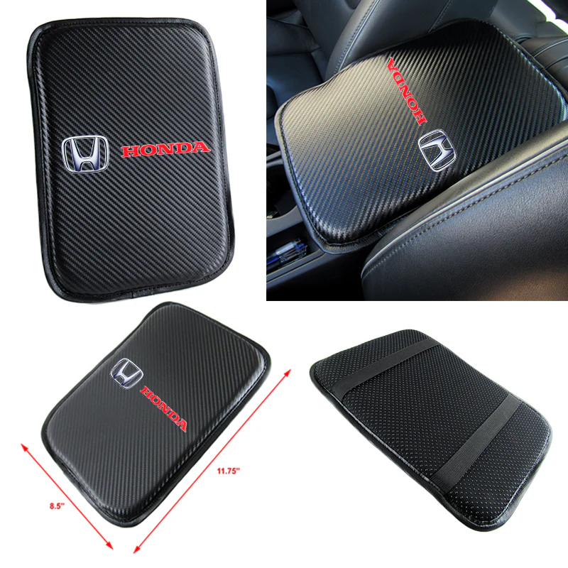 For HONDA Racing Car Center Console Armrest Cushion Mat Pad with LED Coasters Combo Set - Image 4