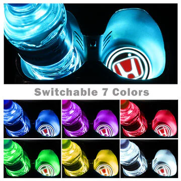 For HONDA Switchable 7 Color LED Cup Holder Car Button Mat Atmosphere Light 2PCS - Image 2