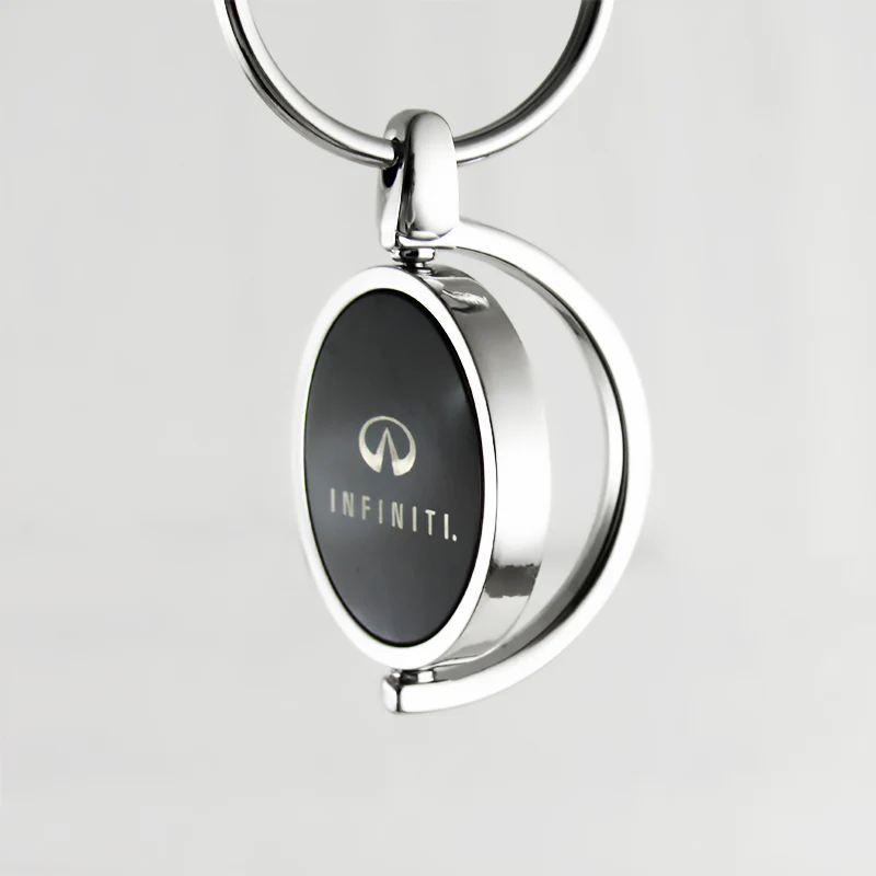 For INFINITI GENUINE Logo Black Metal Chrome Spinner Key Chain Ring Fob New - Image 2