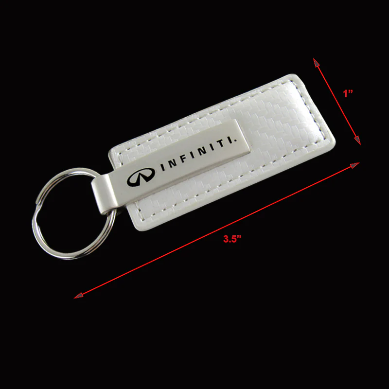 For INFINITI GENUINE White Carbon Fiber Leather Key Fob Keyring Keychain - Image 2