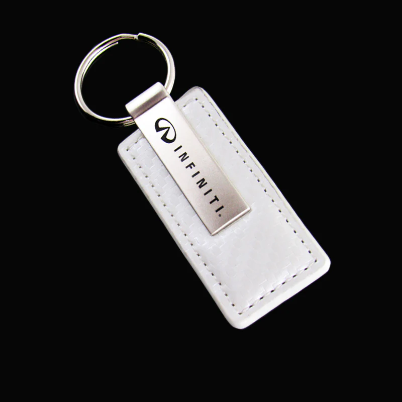 For INFINITI GENUINE White Carbon Fiber Leather Key Fob Keyring Keychain - Image 3