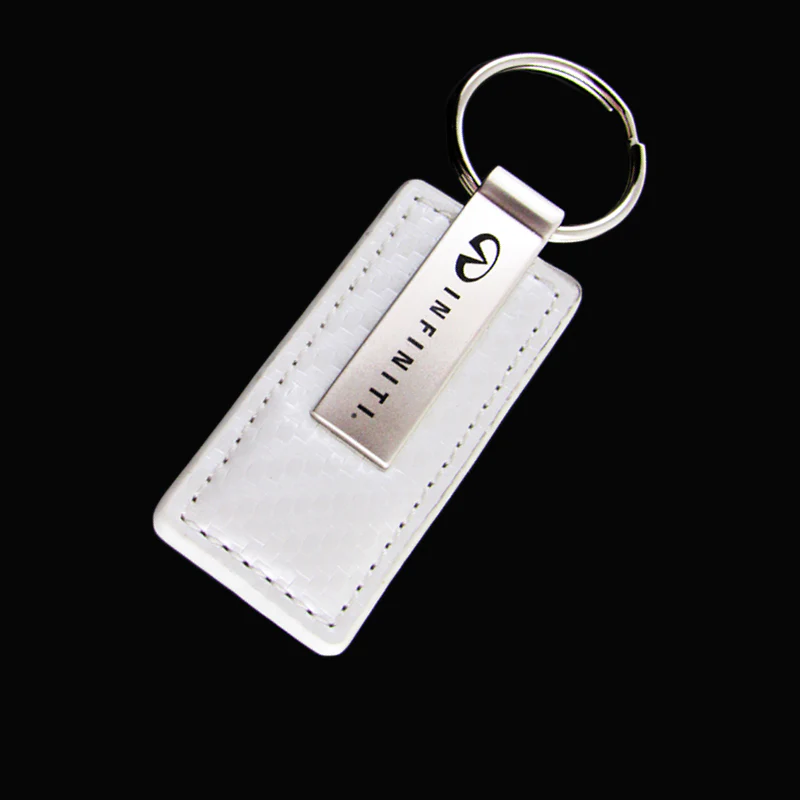 For INFINITI GENUINE White Carbon Fiber Leather Key Fob Keyring Keychain - Image 4