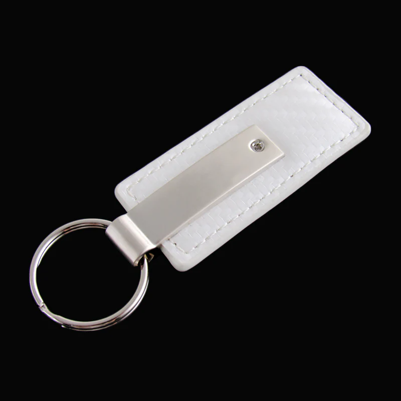 For INFINITI GENUINE White Carbon Fiber Leather Key Fob Keyring Keychain - Image 5