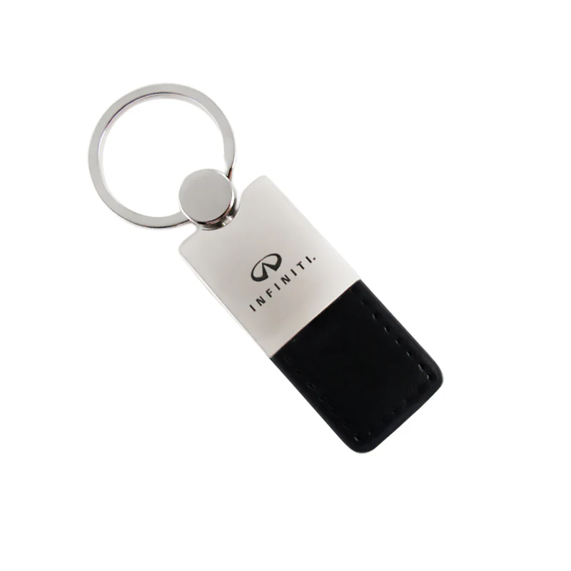 For INFINITI Logo Authentic Black Leather Rectangular Key Fob Keyring Keychain Tag - Image 2