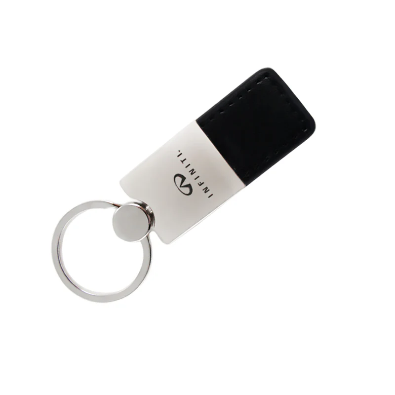 For INFINITI Logo Authentic Black Leather Rectangular Key Fob Keyring Keychain Tag - Image 3