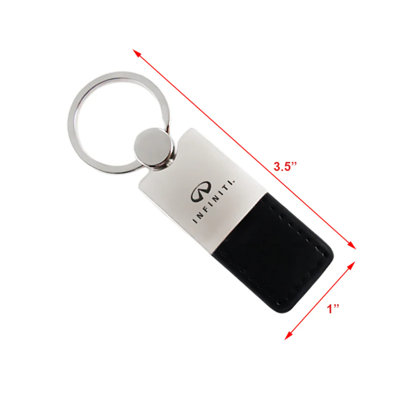 For INFINITI Logo Authentic Black Leather Rectangular Key Fob Keyring Keychain Tag - Image 4