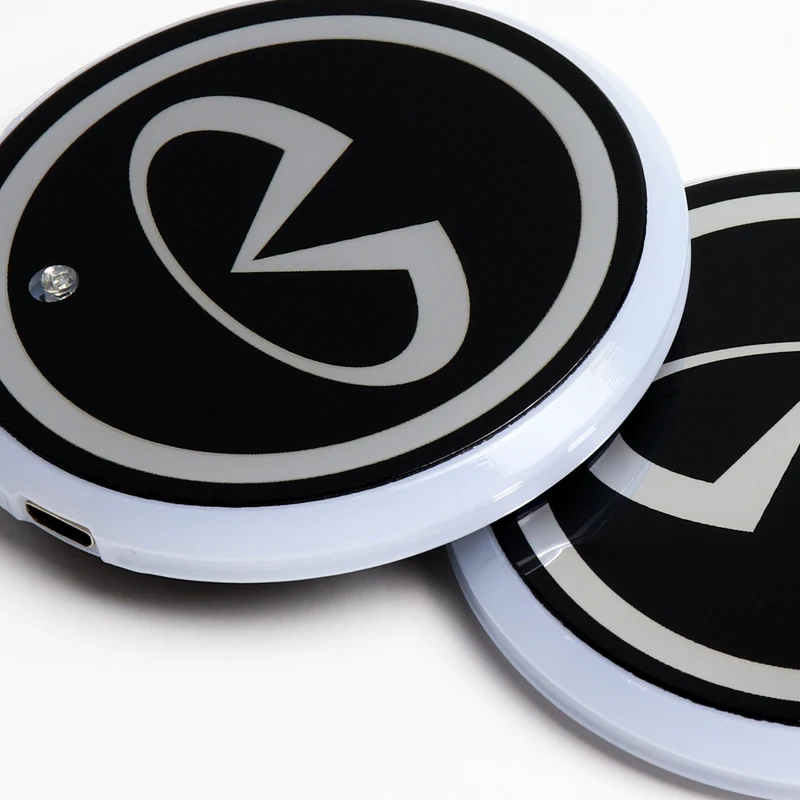 For INFINITI Switchable 7 Color LED Cup Holder Car Button Mat Atmosphere Light 2PCS - Image 2