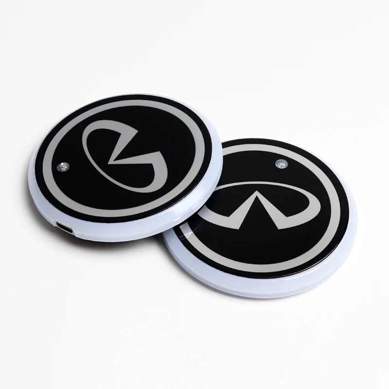 For INFINITI Switchable 7 Color LED Cup Holder Car Button Mat Atmosphere Light 2PCS - Image 4