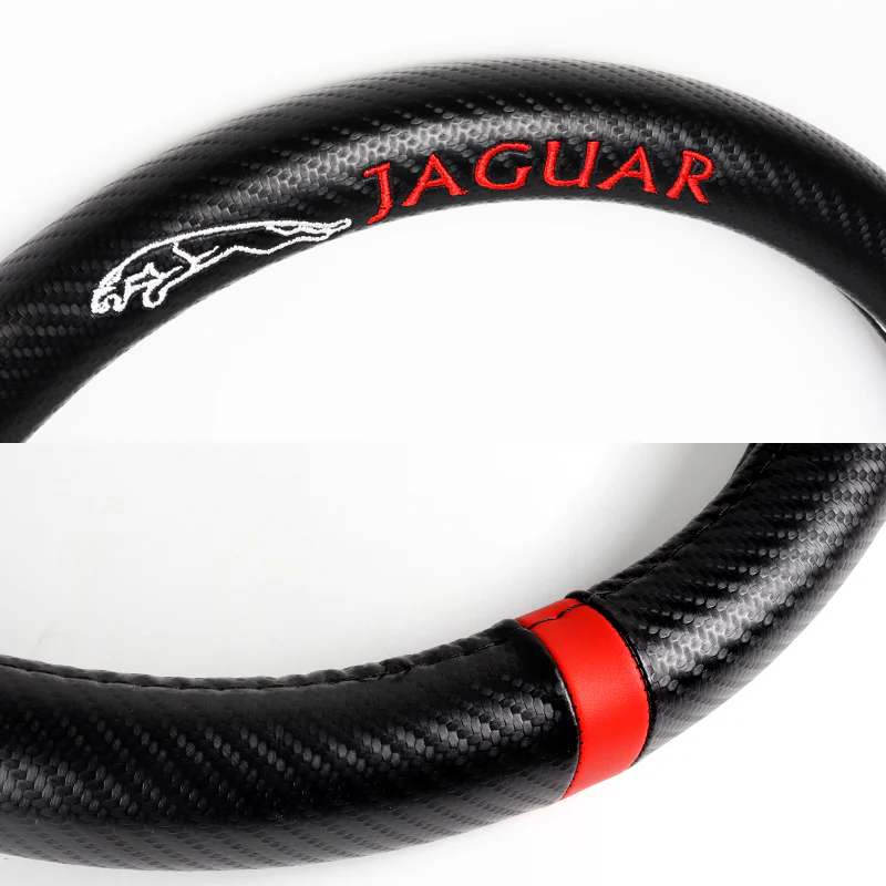 For JAGUAR 15" Diameter Car Steering Wheel Cover Carbon Fiber Look Leather X1 - Image 4