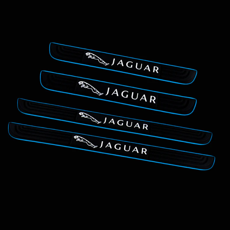 For Jaguar 4PCS Set Car Door Scuff Sill Cover Panel Step Protector Black Rubber - Image 2