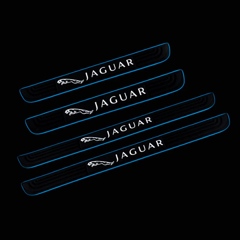 For Jaguar 4PCS Set Car Door Scuff Sill Cover Panel Step Protector Black Rubber - Image 6