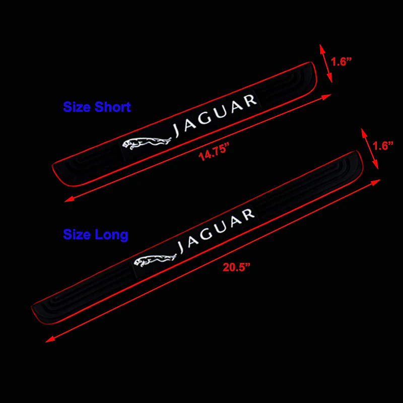 For Jaguar 4PCS Set Red Trimmed Car Door Scuff Sill Cover Panel Step Protector Black Rubber - Image 4