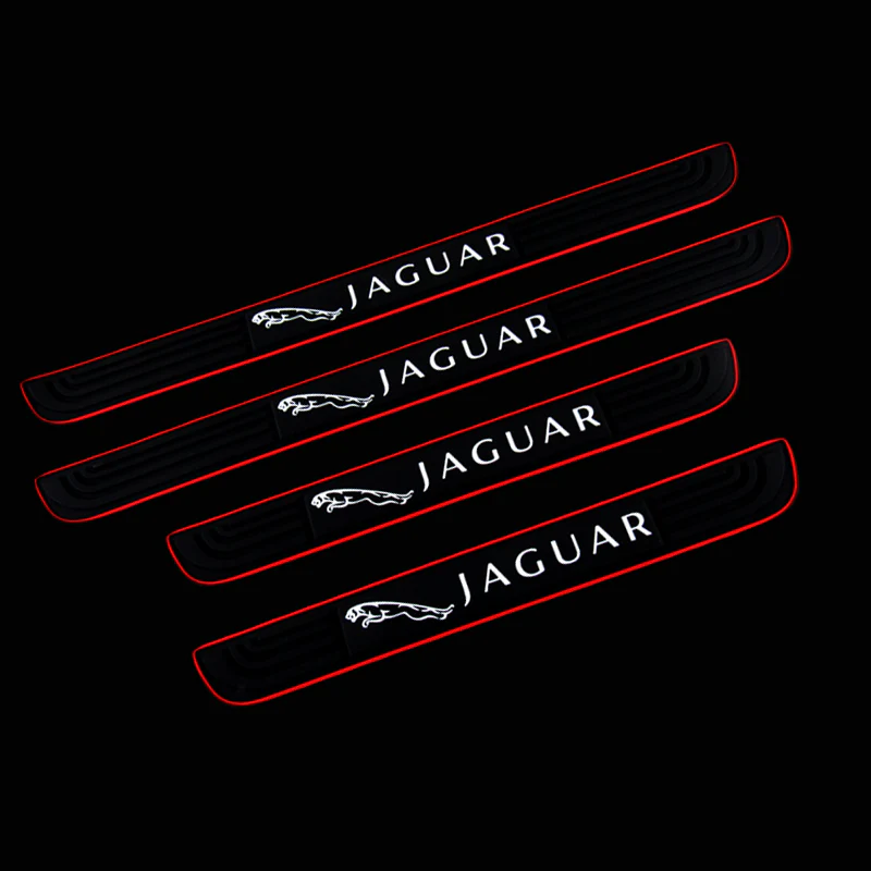 For Jaguar 4PCS Set Red Trimmed Car Door Scuff Sill Cover Panel Step Protector Black Rubber - Image 5
