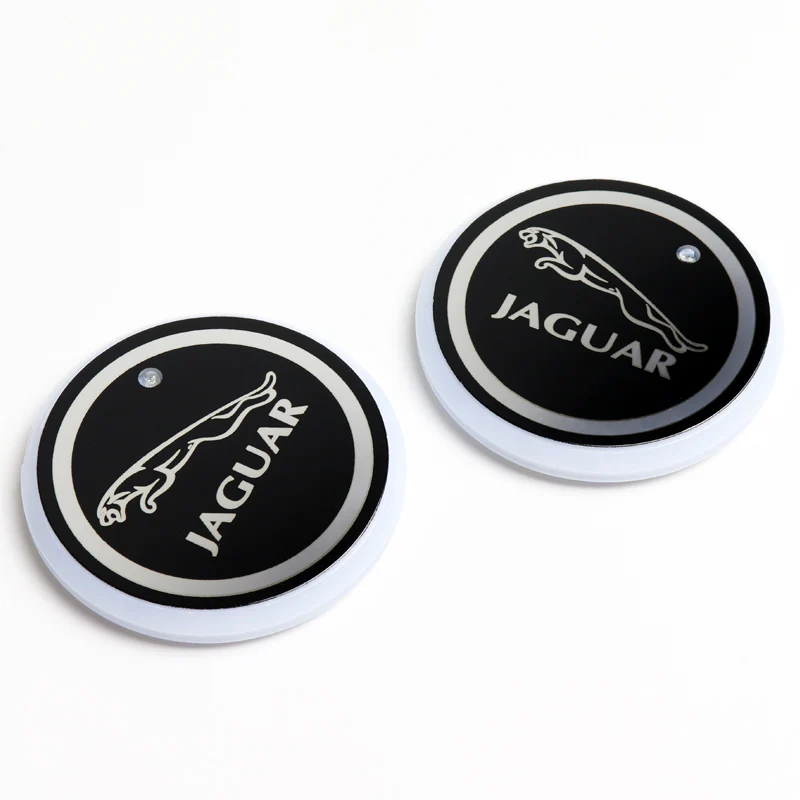 For JAGUAR Switchable 7 Color LED Cup Holder Car Button Mat Atmosphere Light 2PCS - Image 2
