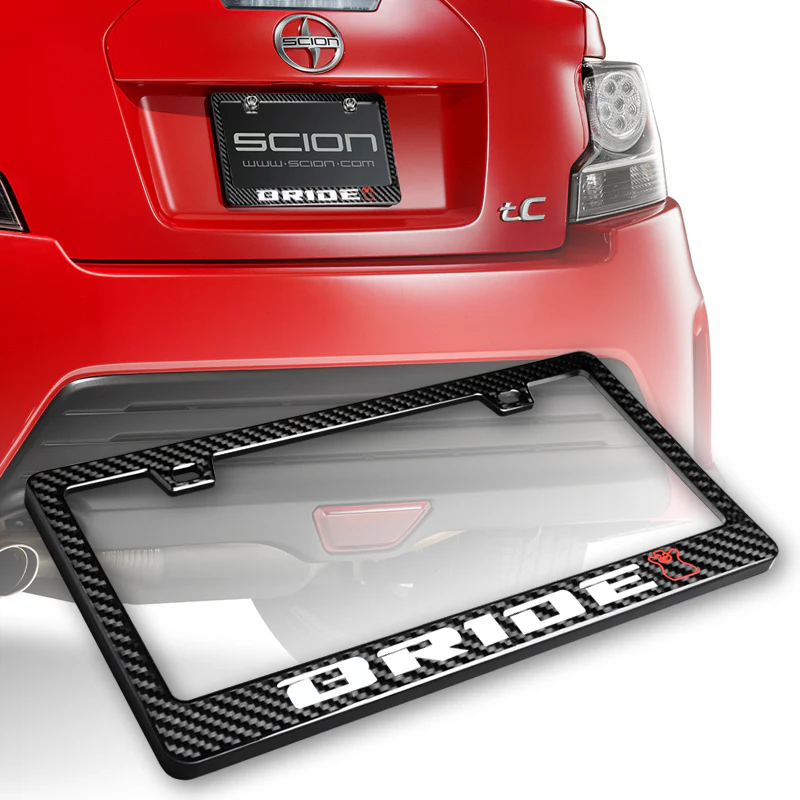 Bride 100% Real Carbon Fiber License Plate Frame with Caps & Screws x2 - Image 6