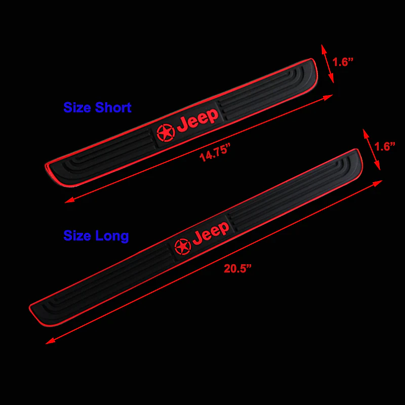 For Jeep 4PCS Black Rubber Car Door Scuff Sill Cover Panel Step Protector - Image 5