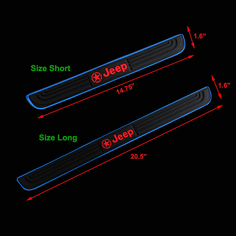 For Jeep 4PCS Blue Border Rubber Car Door Scuff Sill Cover Panel Step Protector - Image 3