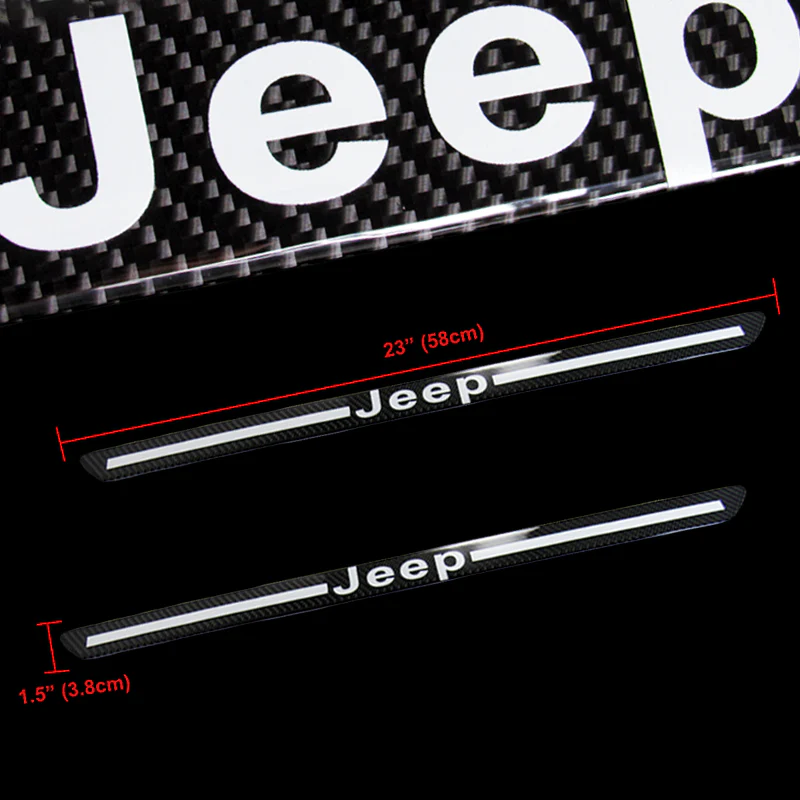 For JEEP Carbon Fiber Car Front Door Welcome Plate Sill Scuff Cover Panel Sticker 2pc Set - Image 2