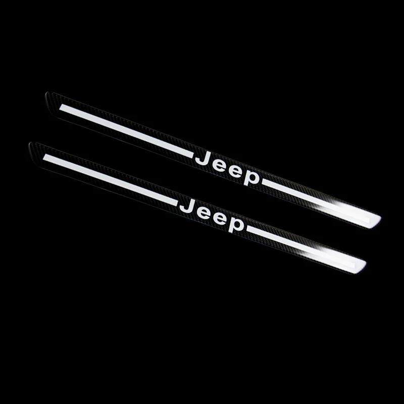 For JEEP Carbon Fiber Car Front Door Welcome Plate Sill Scuff Cover Panel Sticker 2pc Set - Image 5