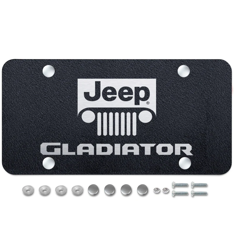 For JEEP GLADIATOR Stainless Steel Laser Etched License Plate Rugged Black PL.GLADNL.ERB + Chrome Caps - Image 4