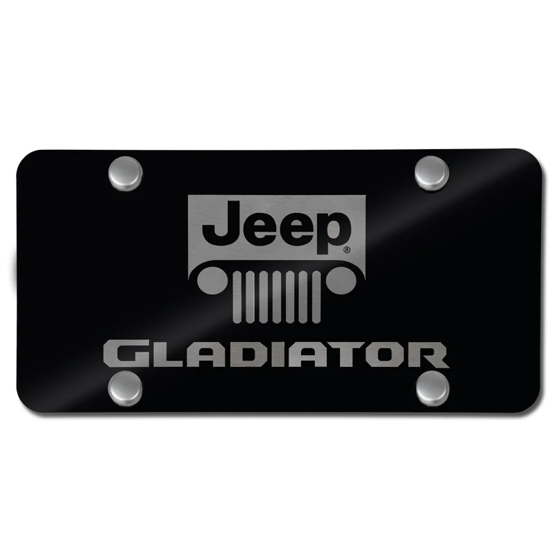 For JEEP GLADIATOR Stainless Steel Laser Etched License Plate Black PL.GLADNL.EB + Chrome Caps - Image 3