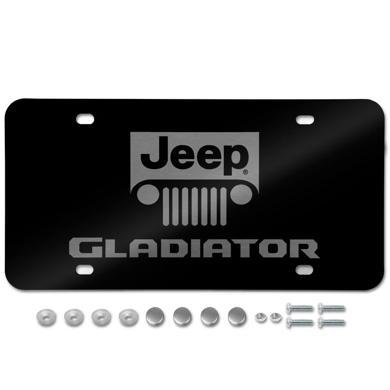 For JEEP GLADIATOR Stainless Steel Laser Etched License Plate Black PL.GLADNL.EB + Chrome Caps - Image 4