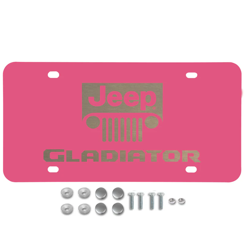 For JEEP GLADIATOR Stainless Steel Laser Etched Logo PINK License Plate 12"x 6" - Image 2