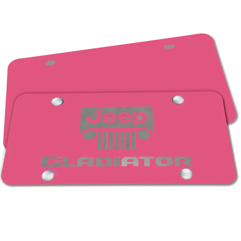 For JEEP GLADIATOR Stainless Steel Laser Etched Logo PINK License Plate 12"x 6" - Image 4