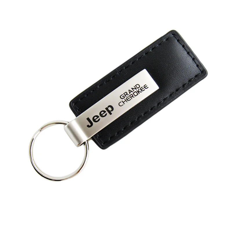 For Jeep Grand Cherokee Key Ring Black Leather Rectangular Keychain - KC1540.GRA - Image 3