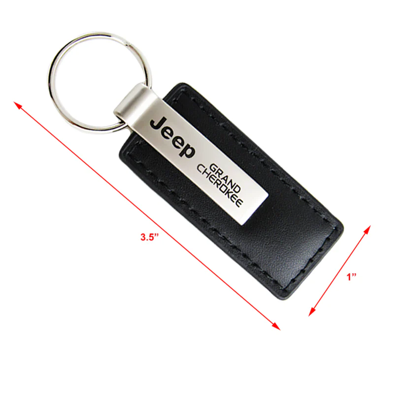 For Jeep Grand Cherokee Key Ring Black Leather Rectangular Keychain - KC1540.GRA - Image 4