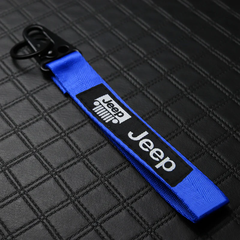 For JEEP Racing Universal Keychain Metal Key Ring Hook Strap Blue Nylon Lanyard x2 - Image 5