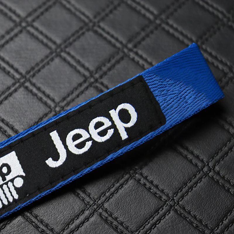For JEEP Racing Universal Keychain Metal Key Ring Hook Strap Blue Nylon Lanyard x2 - Image 6