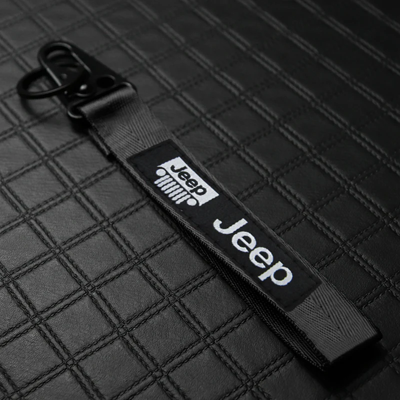 For JEEP Racing Universal Keychain Metal Key Ring Hook Strap Black Nylon Lanyard x2 - Image 6