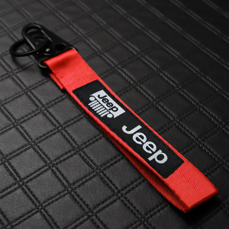 For JEEP Racing Universal Keychain Metal Key Ring Hook Strap Red Nylon Lanyard x2 - Image 5