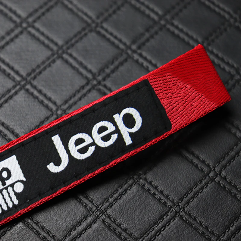 For JEEP Racing Universal Keychain Metal Key Ring Hook Strap Red Nylon Lanyard x2 - Image 6