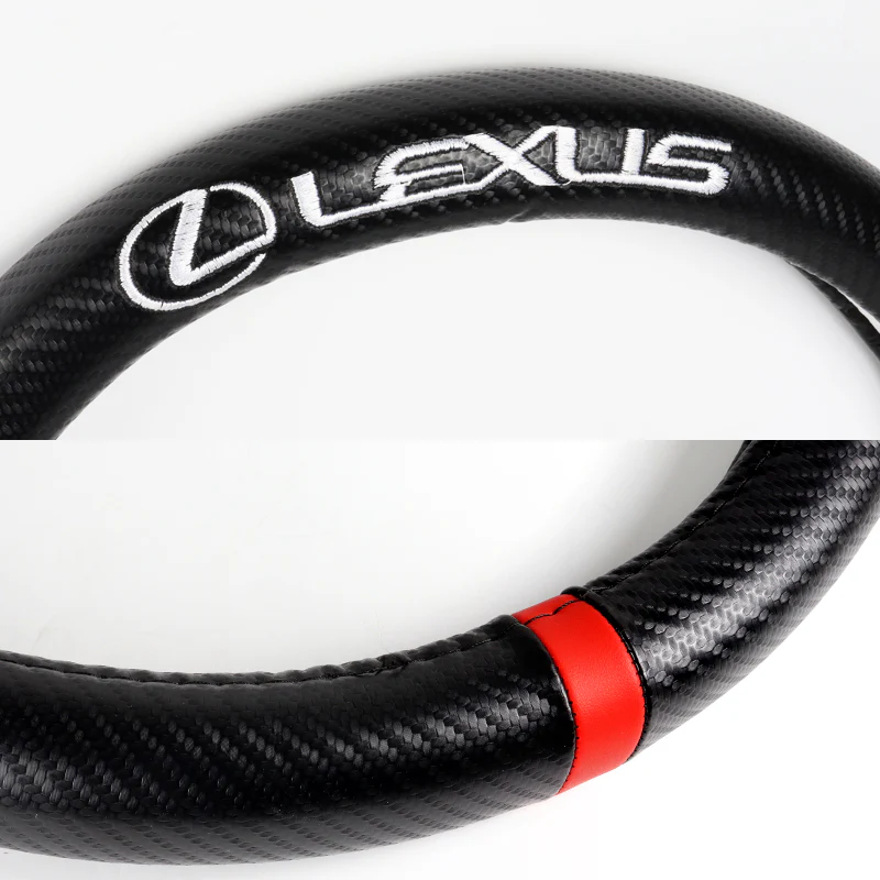 For all LEXUS 15" Diameter Car Steering Wheel Cover Carbon Fiber Look Leather X1 - Image 7