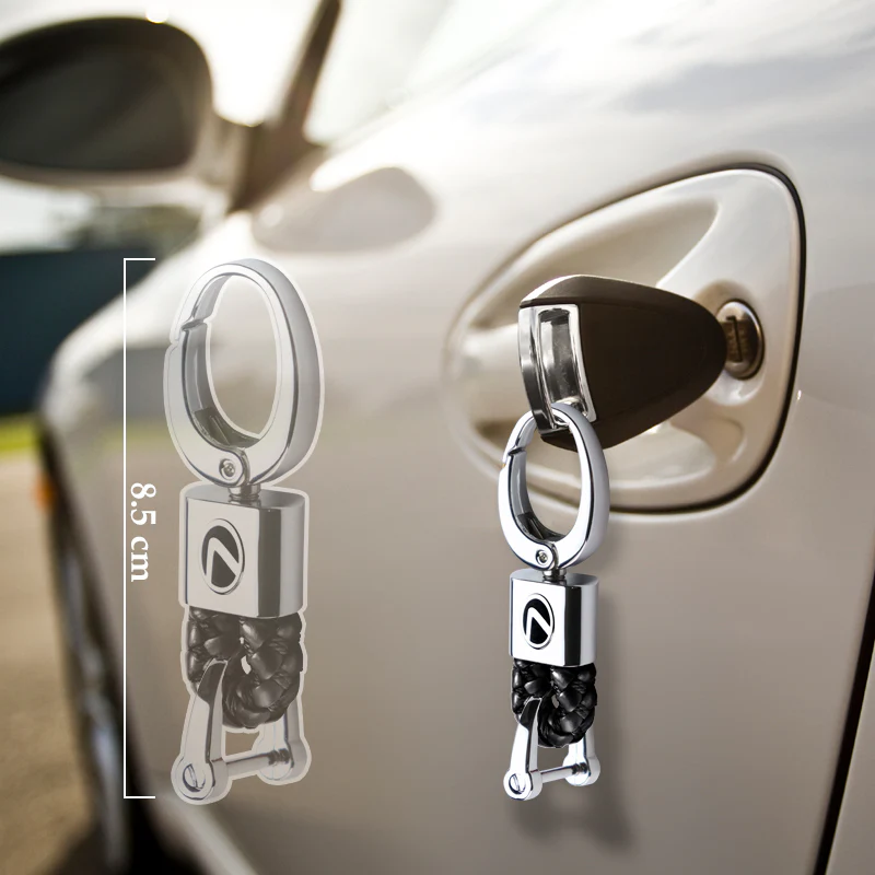 Lexus Small Black BV Style Calf Leather Keychain - Image 3
