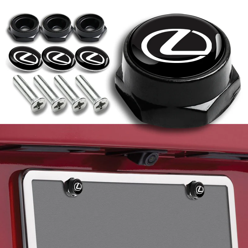 For LEXUS Racing Car License Plate Frame Black Screw Bolt Cap Cover Bolts 4PCS - Image 2