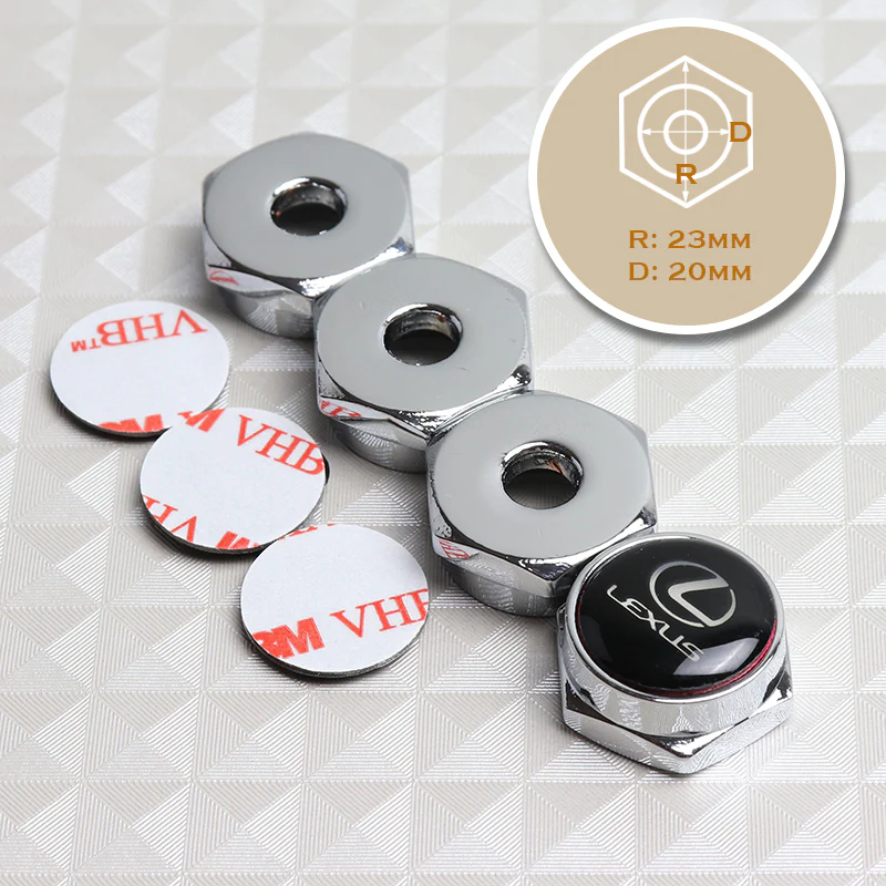 For LEXUS Racing Car License Plate Frame Chrome Screw Bolt Cap Cover Bolts 4PCS - Image 5