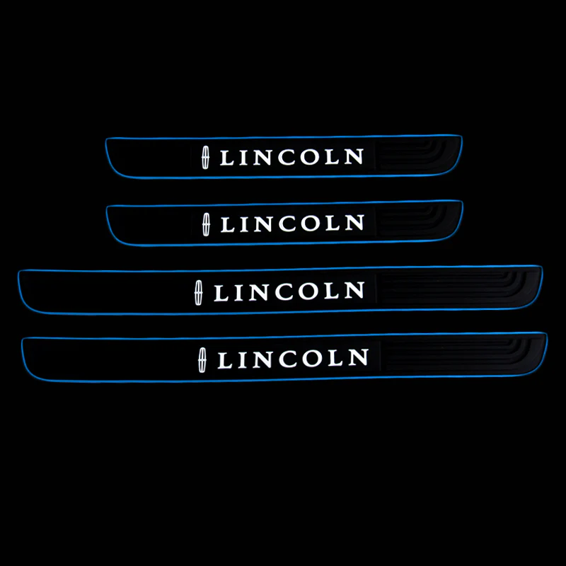 For Lincoln 4 pcs Set Blue Border Rubber Car Door Scuff Sill Cover Panel Step Protector - Image 3