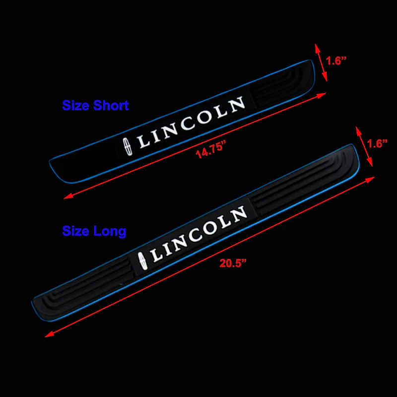 For Lincoln 4 pcs Set Blue Border Rubber Car Door Scuff Sill Cover Panel Step Protector - Image 5