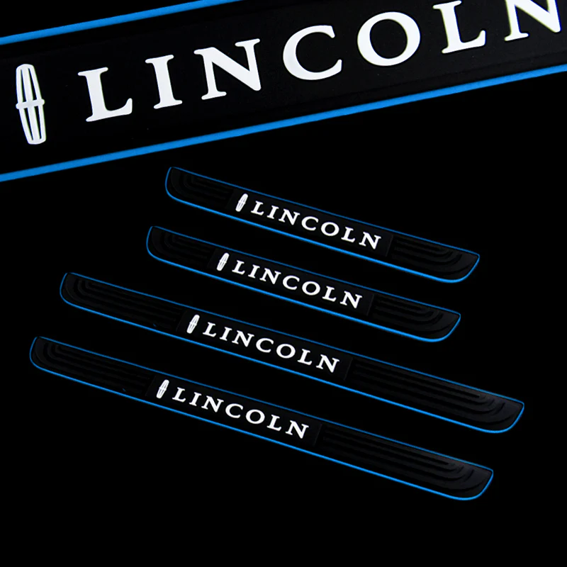 For Lincoln 4 pcs Set Blue Border Rubber Car Door Scuff Sill Cover Panel Step Protector - Image 6