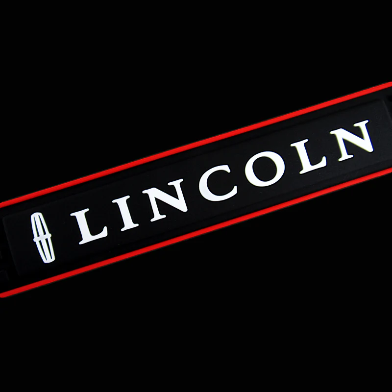 For Lincoln 4 pcs Set Red Border Rubber Car Door Scuff Sill Cover Panel Step Protector - Image 4