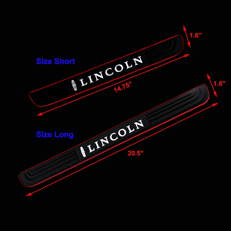 For Lincoln 4 pcs Set Red Border Rubber Car Door Scuff Sill Cover Panel Step Protector - Image 5